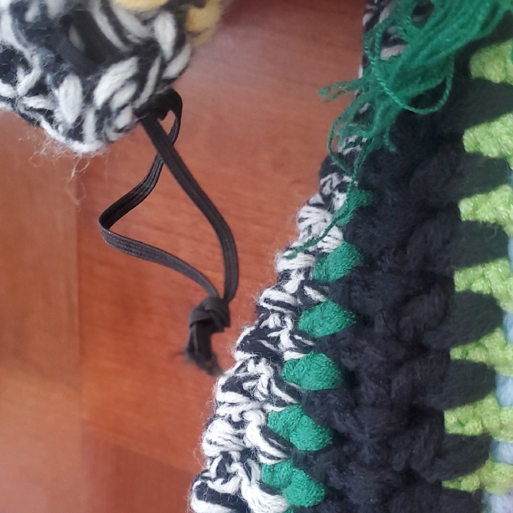 AKIRA Crocheted Multi-Stripe Scoop Neck Sweater in Pink, Yellow & Green - Picture 5 of 10
